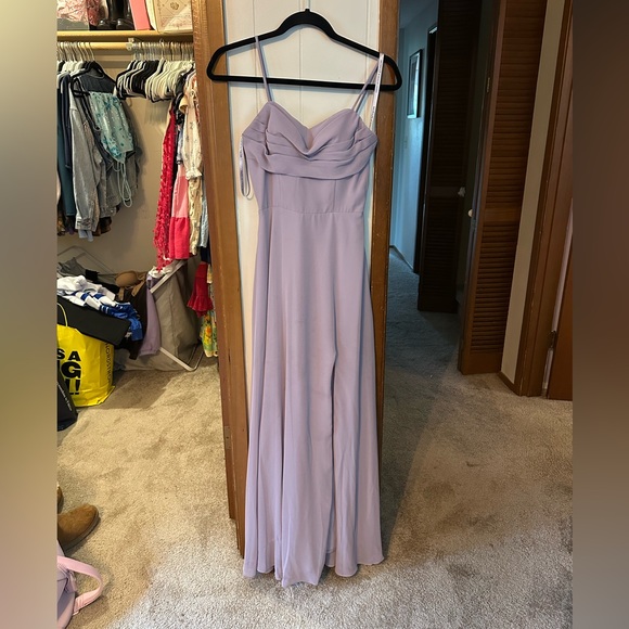 Elegant Lavender Spaghetti Strap Dress - Picture 1 of 2